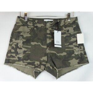 Ashley Mason Juniors Shorts Size 9 Green Camouflage Distressed Cut Off Shorts